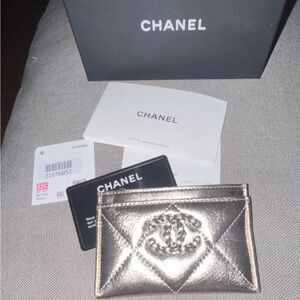 Chanel Shimmering Gold Card Holder